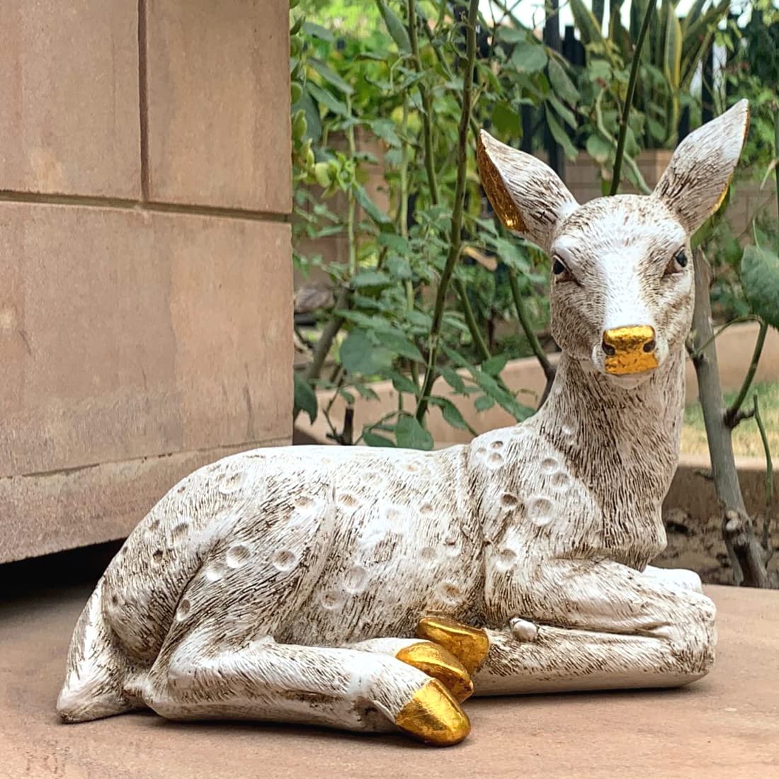 Resin Deer Statue Showpiece - 7 Inches | Home Decor Showpiece for Gift Purpose