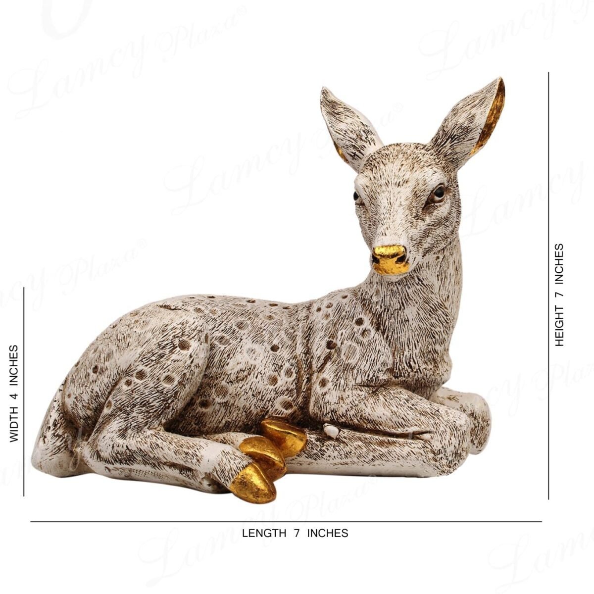 Resin Deer Statue Showpiece - 7 Inches | Home Decor Showpiece for Gift Purpose