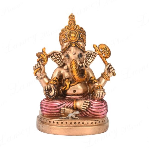 'Lord Ganesh Idol' Antique Golden Resin Figurine Idol Statue - 5.5" Inches | Ganpati Murti Showpiece for Mandir Home Decor