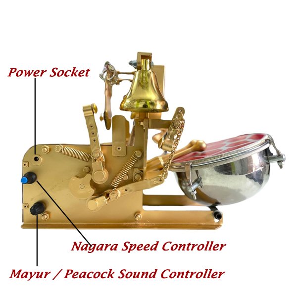 9 Automatic Electric Arti Machine Nagara With Mayur / Peacock Sound For Home Temple with Adjustable Arti Tempo/Rhythm (Copy)