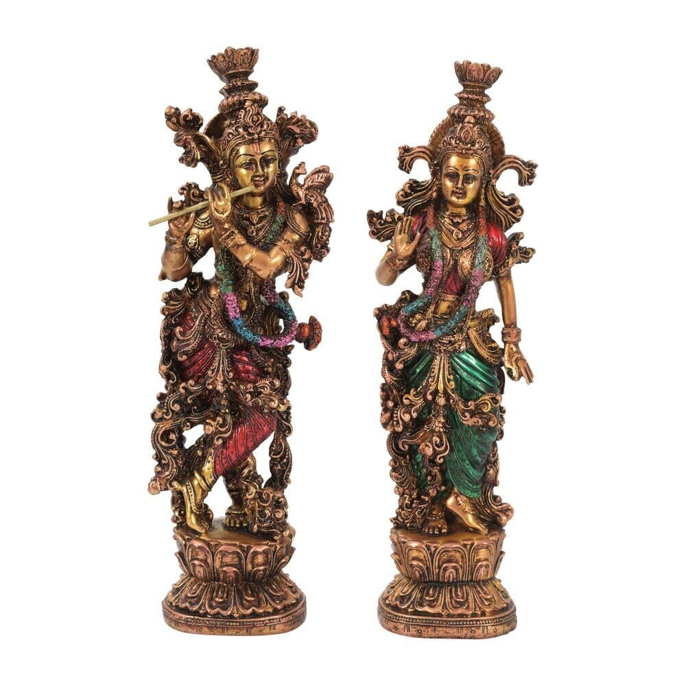 RK13 Antique Finished Resin Krishna Idol Set - 14" Inches