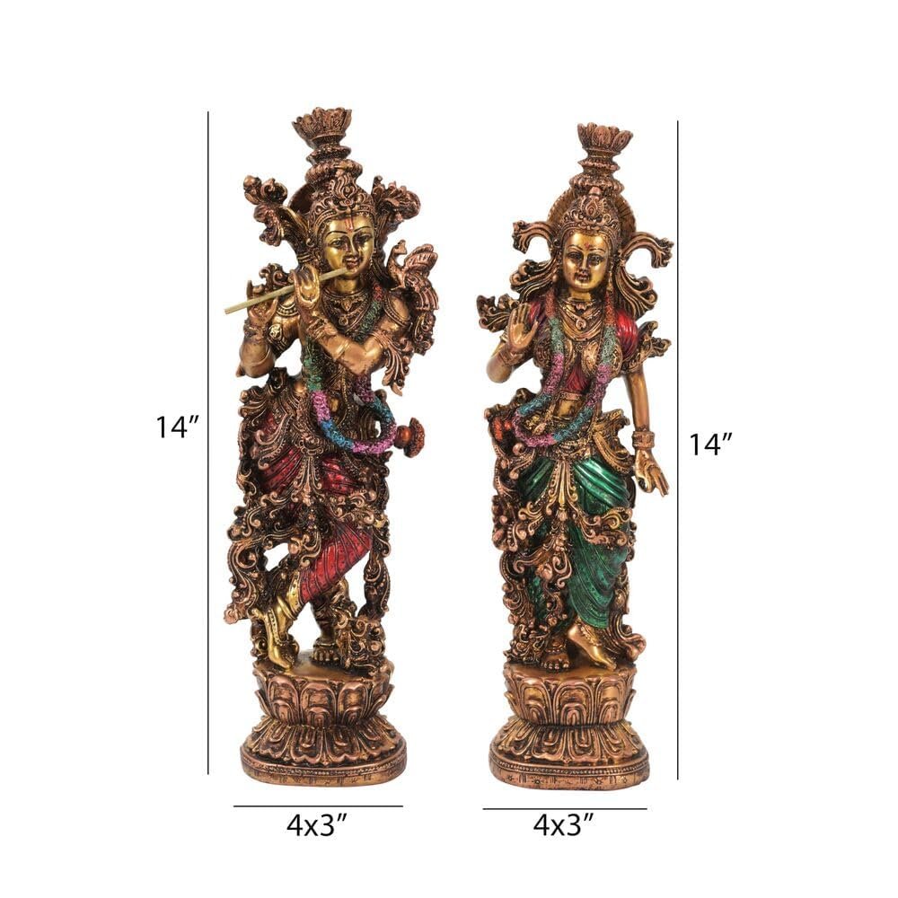 RK14 Antique Finished Resin Krishna Idol Set - 14" Inches