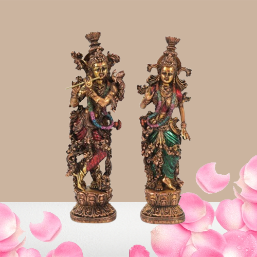RK14 Antique Finished Resin Krishna Idol Set - 14" Inches