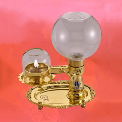 Untitled-1 Akhand Deep ( OIL MODEL ) - WICK LIFTING - with 500ml Glass Oil Container( NOT FOR GHEE )