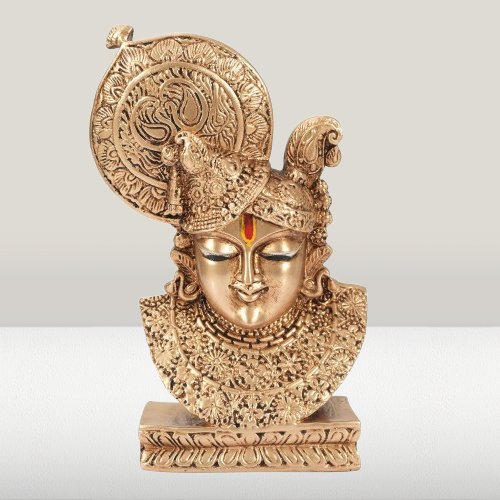 Resin Lord Shrinathji Nathdwara Idol / Decorative Shreenathji Statue Murti Showpiece for Home, Office & Mandir