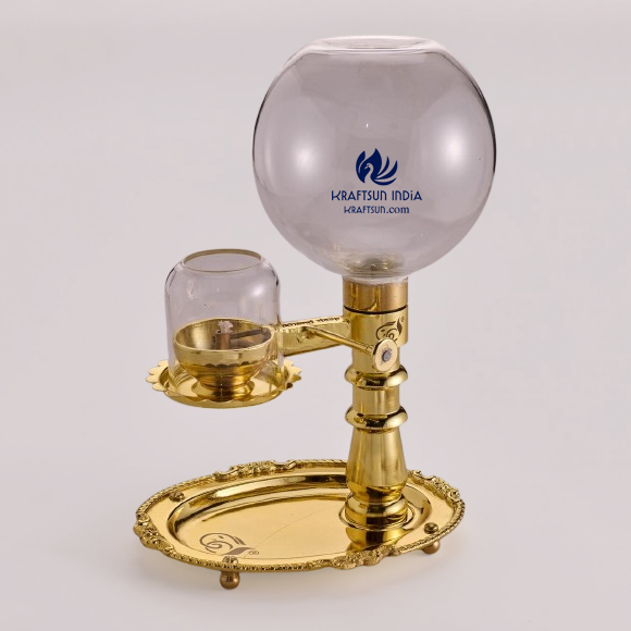 Untitled- 3 Akhand Deep ( OIL MODEL ) - WICK LIFTING - with 1 Ltr. Glass Oil Container( NOT FOR GHEE )