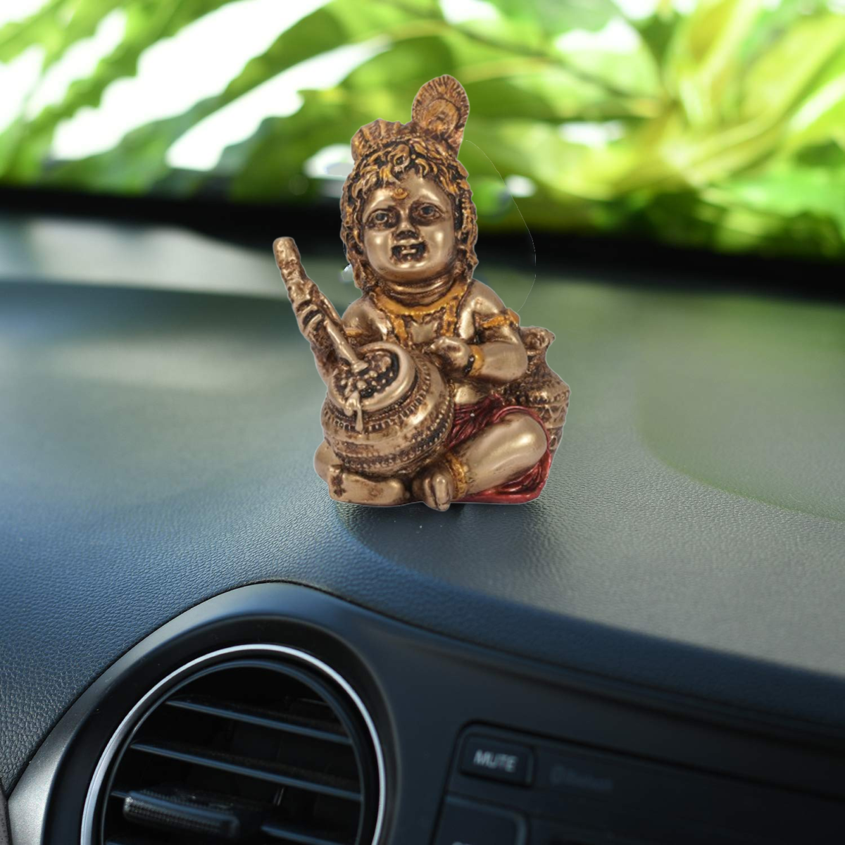 balkrishna_4 Resin Lord Krishna Makhan Chor Figurine - 5'' Inches | Bal Gopal Idol Statue for Pooja Room, Table, Car Dashboard