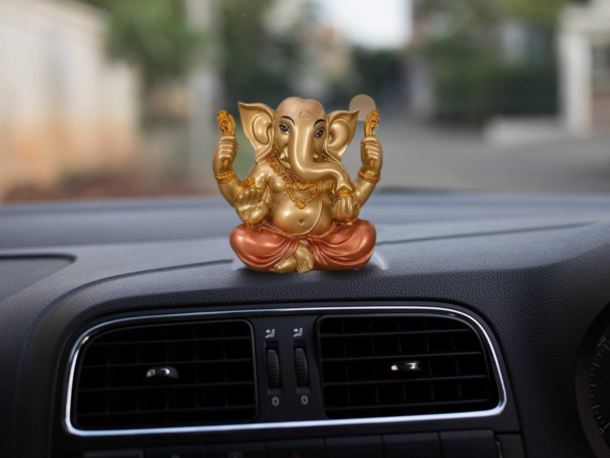 ga3 Marble Dust Ganesh Idol - 4 Inches | Ganesh Idol Murti for Car Dashboard,