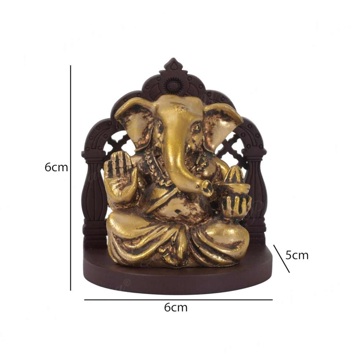 gane1 Antique Finish Resin Ganesha Idol - 6 cm | Ganesh Idol Murti for Car Dashboard, Home Decor & Office Desk