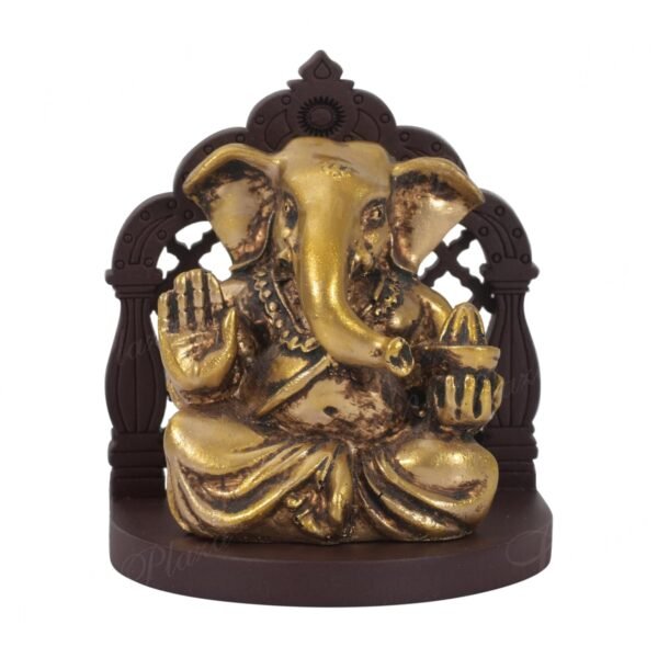 Antique Finish Resin Ganesha Idol - 6 cm | Ganesh Idol Murti for Car Dashboard, Home Decor & Office Desk
