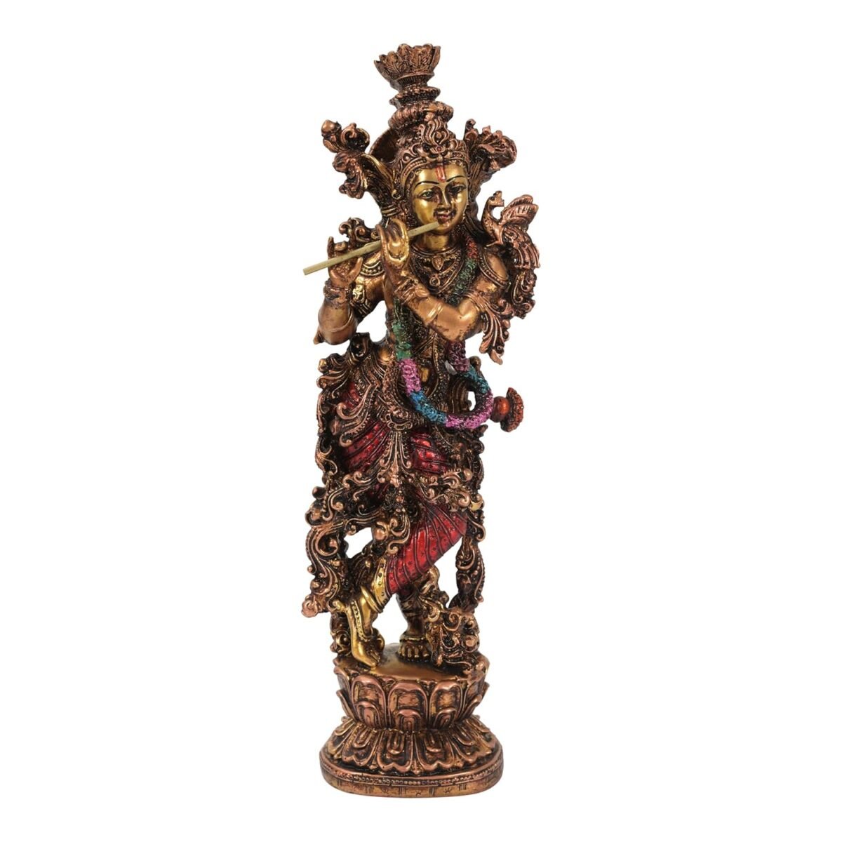 kanha1 Antique Finished Resin Krishna Idol Set - 14" Inches