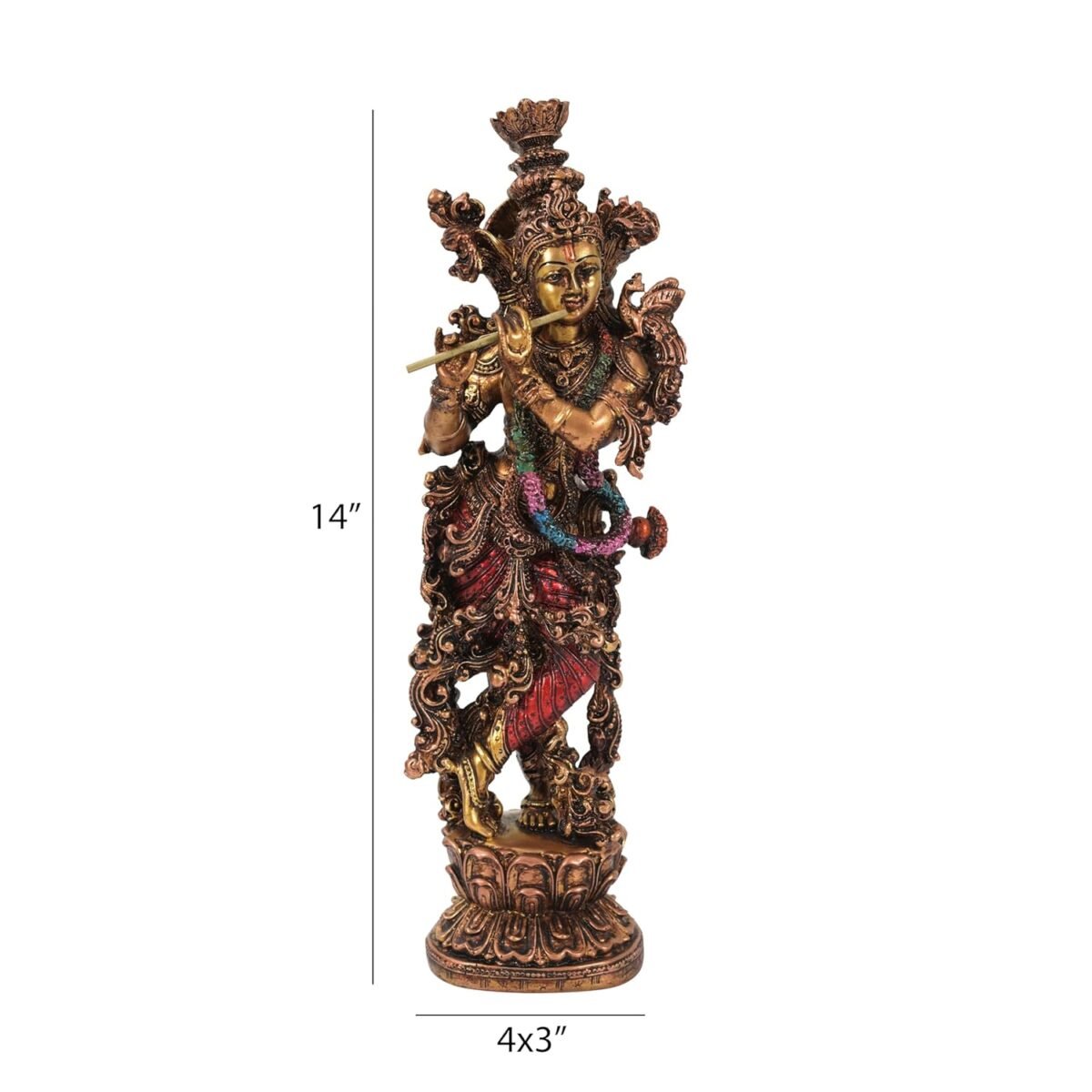 kanha2 Antique Finished Resin Krishna Idol Set - 14" Inches