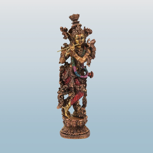 Antique Finished Resin Krishna Idol Set - 14" Inches