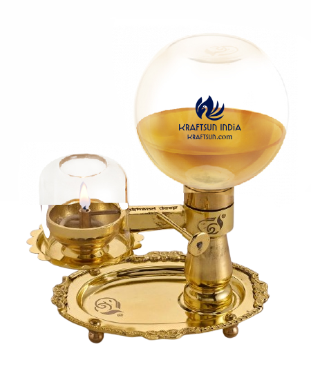 Akhand Deep ( OIL MODEL ) - WICK LIFTING - with 500ml Glass Oil Container( NOT FOR GHEE )