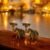 Kraftsun Aluminium Golden Coloured Elephant Pair for Good Luck and Love | Candle Holder for Home Decor Showpiece for Gifting