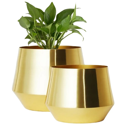 1_66d4fdb1-335f-4795-8fd4-5204bd5857e1-removebg-preview (1) Luxurious look Gold Plated metal plant pot , modern and elegant Look set of 2