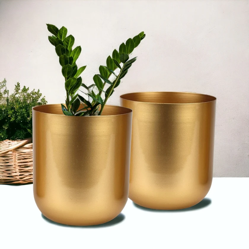 Gold Metal Plant Pot for Home Decor