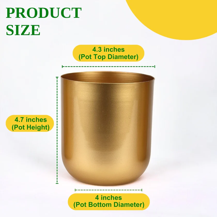 Gold Metal Plant Pot for Home Decor